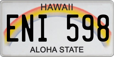 HI license plate ENI598