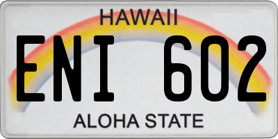 HI license plate ENI602