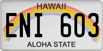 HI license plate ENI603