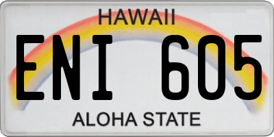 HI license plate ENI605