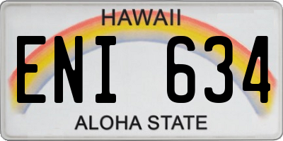 HI license plate ENI634