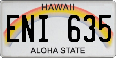 HI license plate ENI635