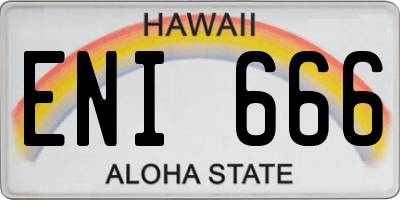 HI license plate ENI666