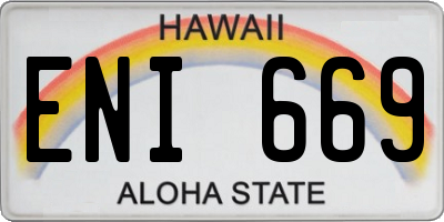 HI license plate ENI669