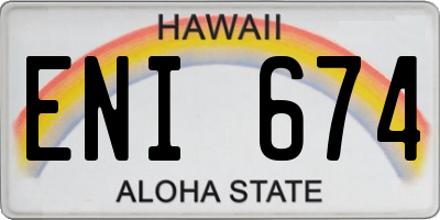 HI license plate ENI674