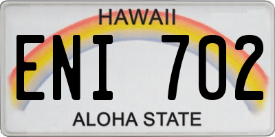 HI license plate ENI702