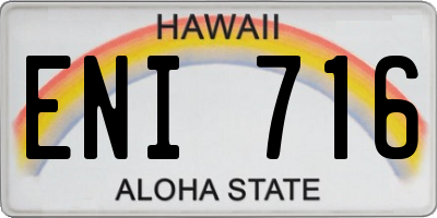 HI license plate ENI716