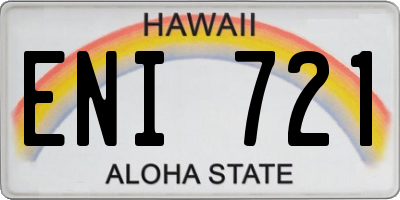 HI license plate ENI721