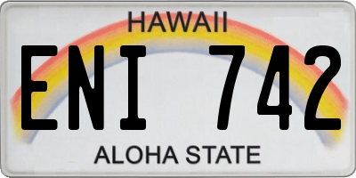 HI license plate ENI742