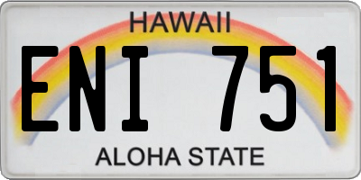 HI license plate ENI751
