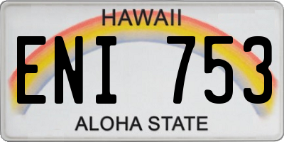 HI license plate ENI753