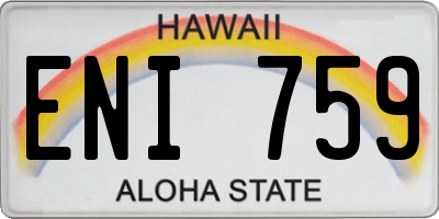 HI license plate ENI759
