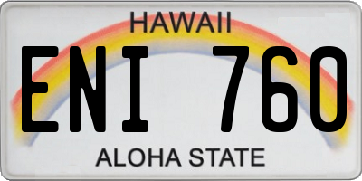 HI license plate ENI760