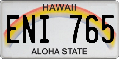 HI license plate ENI765