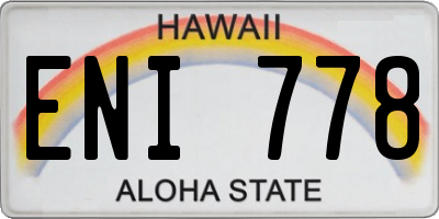 HI license plate ENI778