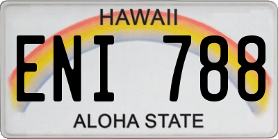 HI license plate ENI788