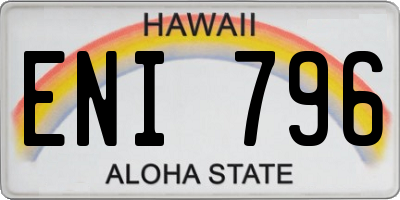 HI license plate ENI796