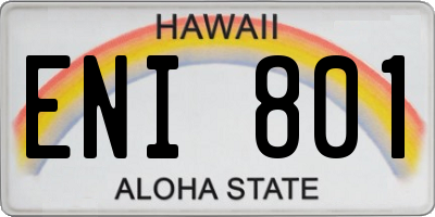 HI license plate ENI801