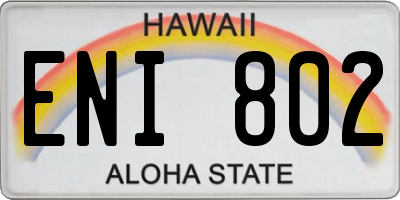 HI license plate ENI802