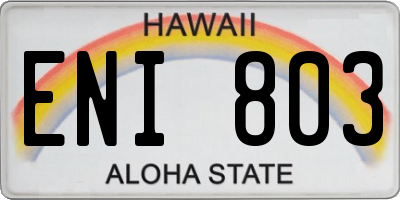 HI license plate ENI803