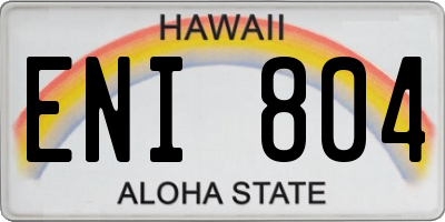 HI license plate ENI804