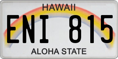 HI license plate ENI815