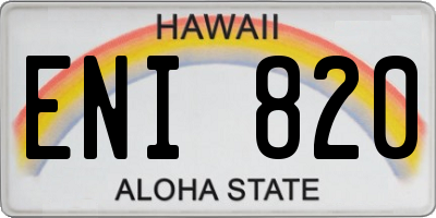 HI license plate ENI820