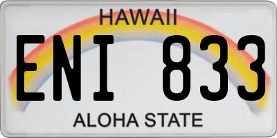 HI license plate ENI833