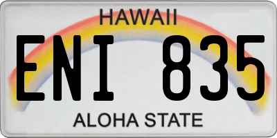 HI license plate ENI835