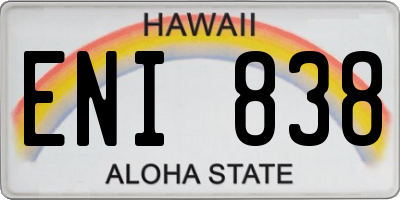 HI license plate ENI838