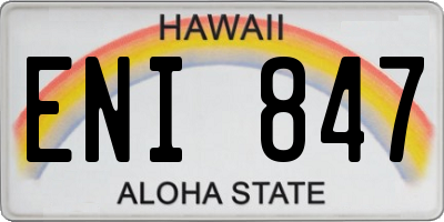 HI license plate ENI847