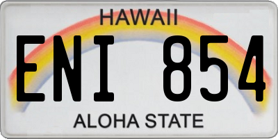 HI license plate ENI854