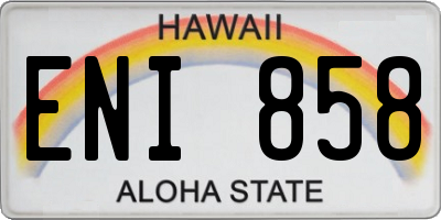 HI license plate ENI858