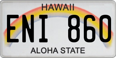 HI license plate ENI860