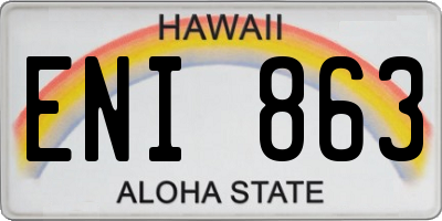 HI license plate ENI863