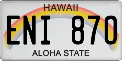 HI license plate ENI870