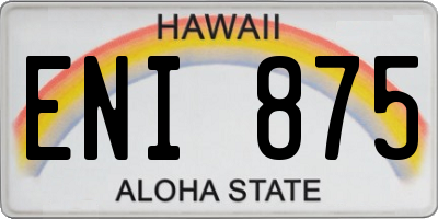 HI license plate ENI875