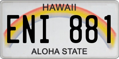 HI license plate ENI881
