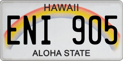 HI license plate ENI905
