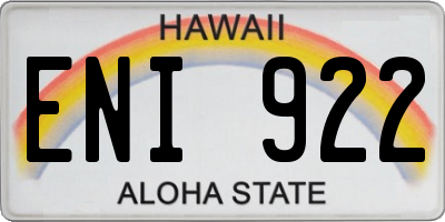 HI license plate ENI922