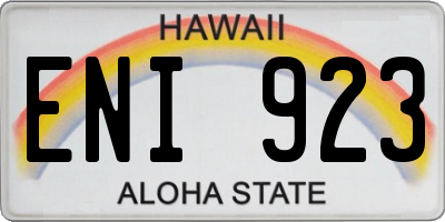 HI license plate ENI923