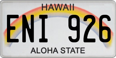 HI license plate ENI926