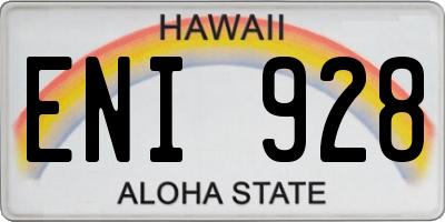 HI license plate ENI928
