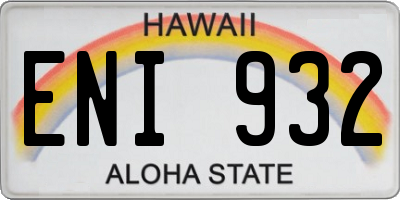 HI license plate ENI932