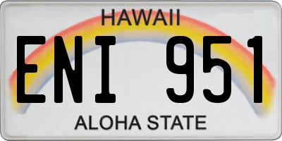 HI license plate ENI951
