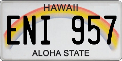 HI license plate ENI957