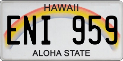 HI license plate ENI959