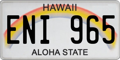 HI license plate ENI965
