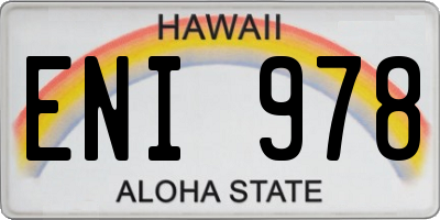 HI license plate ENI978