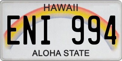 HI license plate ENI994
